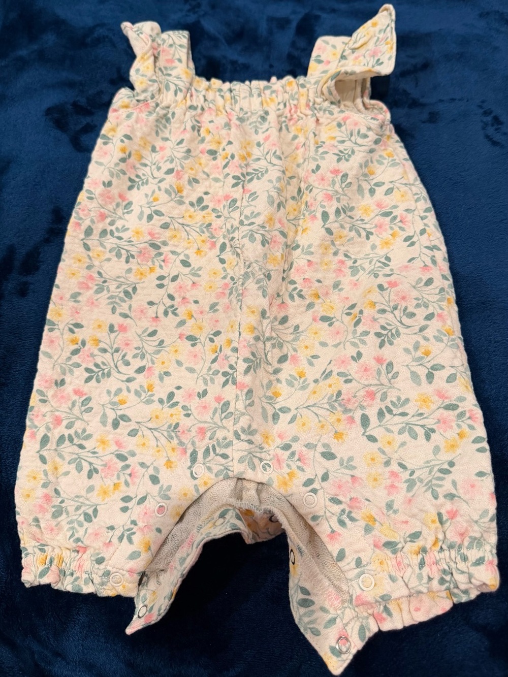 cloud island Floral Print Baby One-Piece Romper in Pink, Yellow, Green